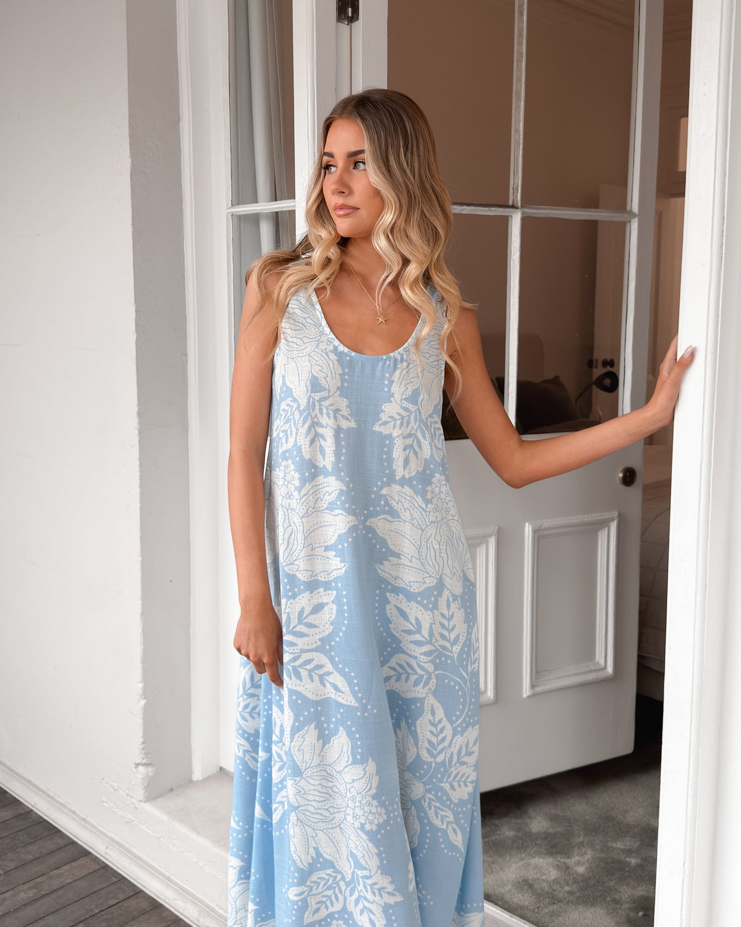 Noerelle Blue Floral Dress | Women's Floral Maxi Dress