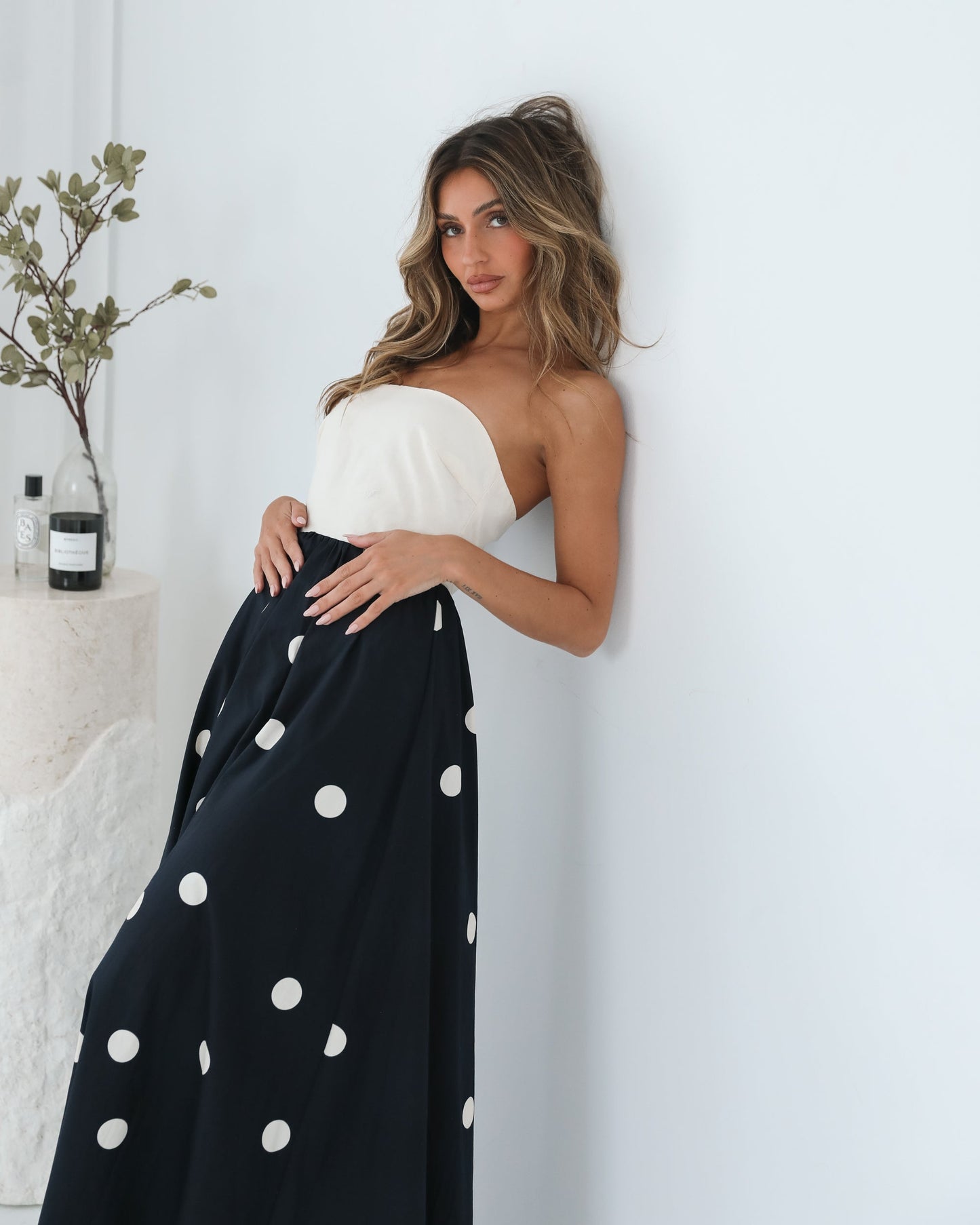 Orivelle Dress - Multi Spot | Women's Strapless Maxi Dress