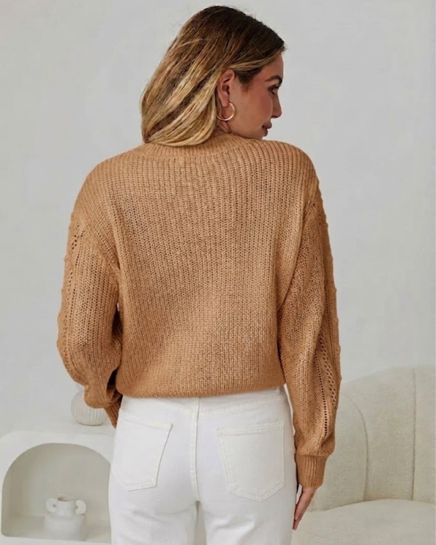 Rheane Knit - Tan | Women's Textured Knit Jumper