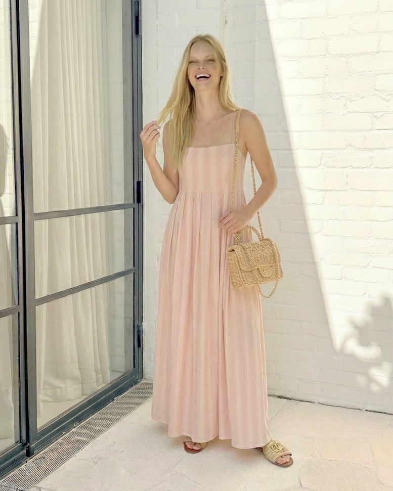Rhiannon Pink Stripe Dress | Women's Striped Maxi Dress