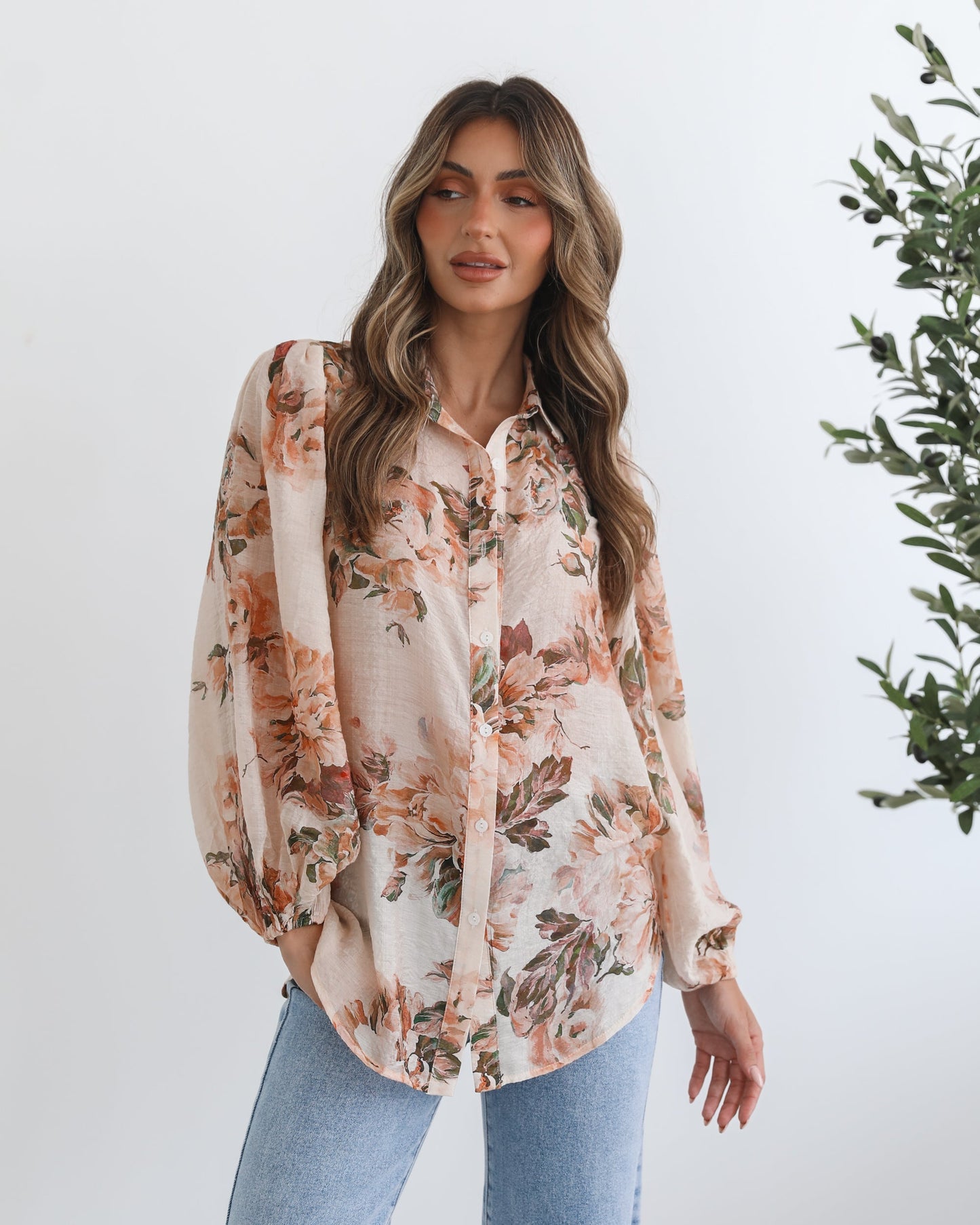 Veiga Blouse - Cream Floral | Women's Floral Print Blouse