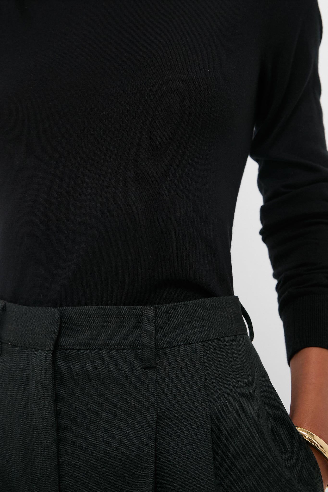 Black Cashmere Silk Long Sleeve Katie Tee