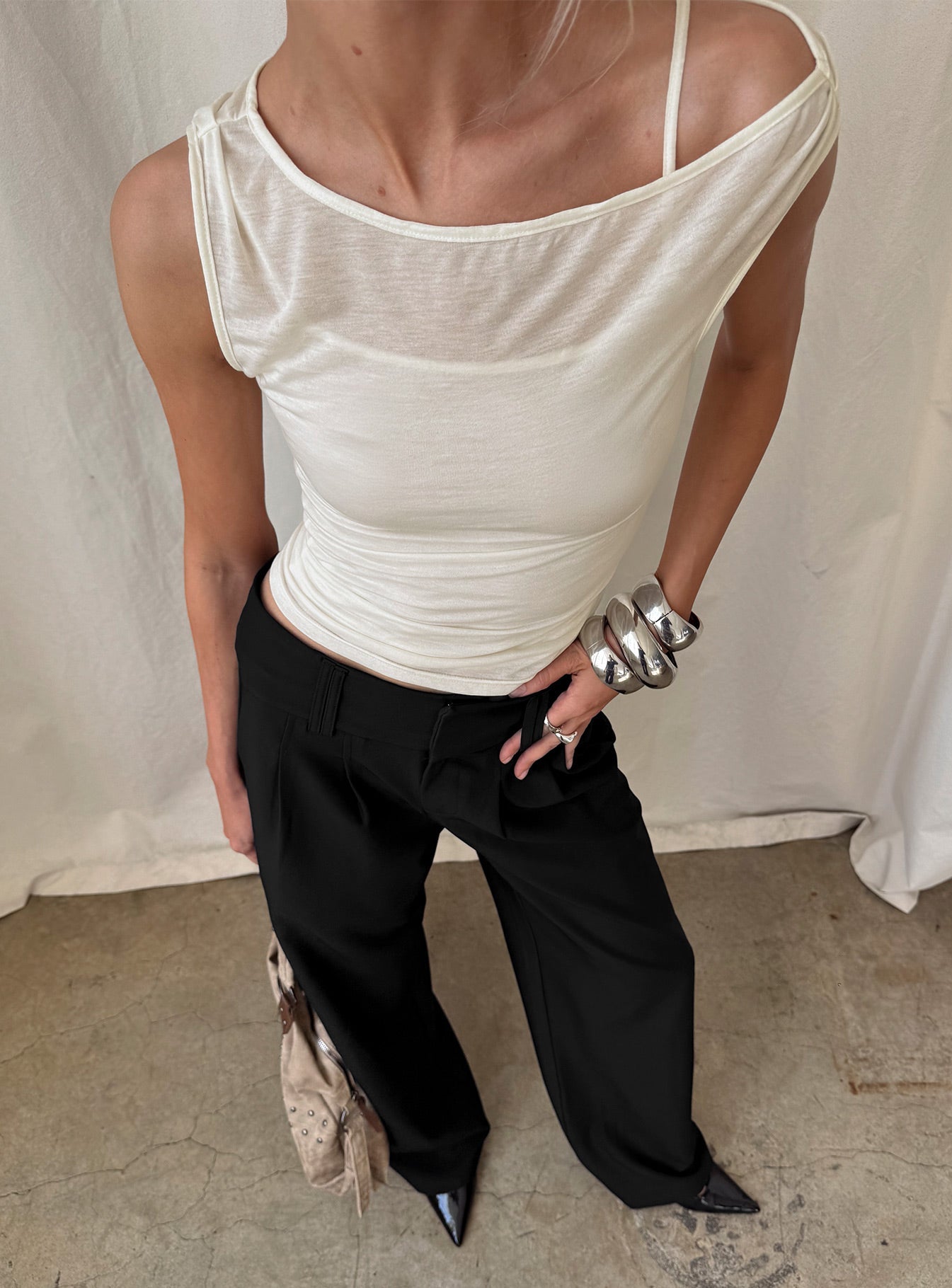 Skaia Layered Sheer Top Cream