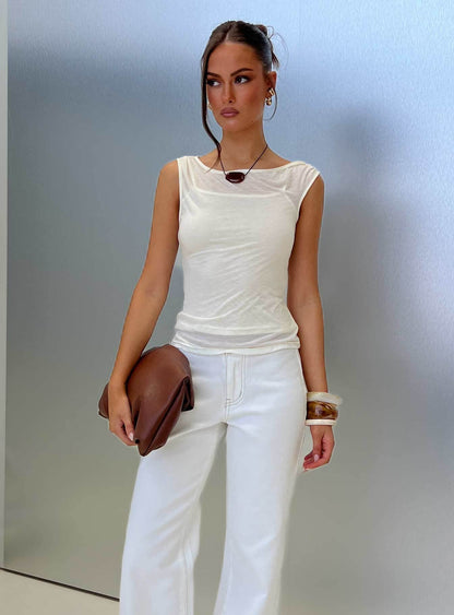Skaia Layered Sheer Top Cream