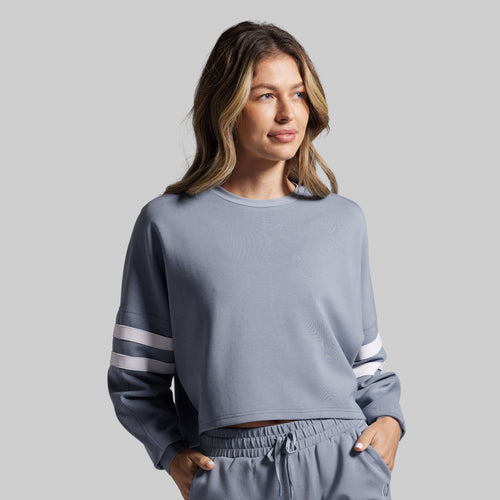 Lounge Lux Varsity Cropped Pullover (Nickel)