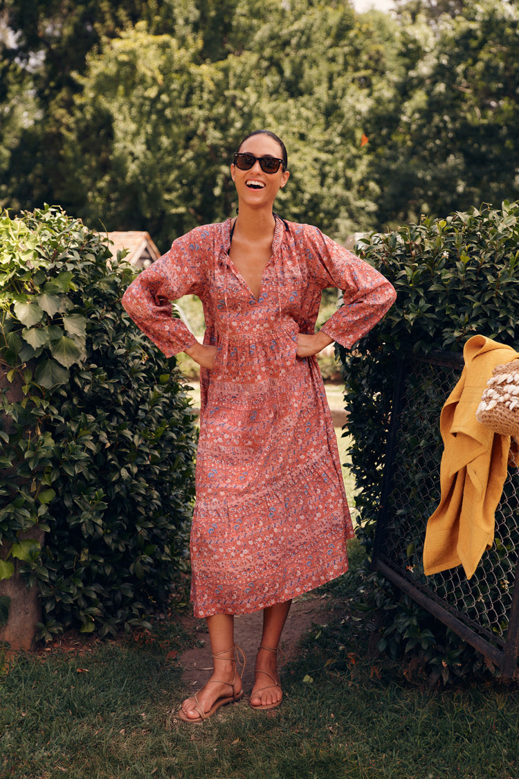 Americana Batik Stripe Long Sleeve Salty Paloma Caftan