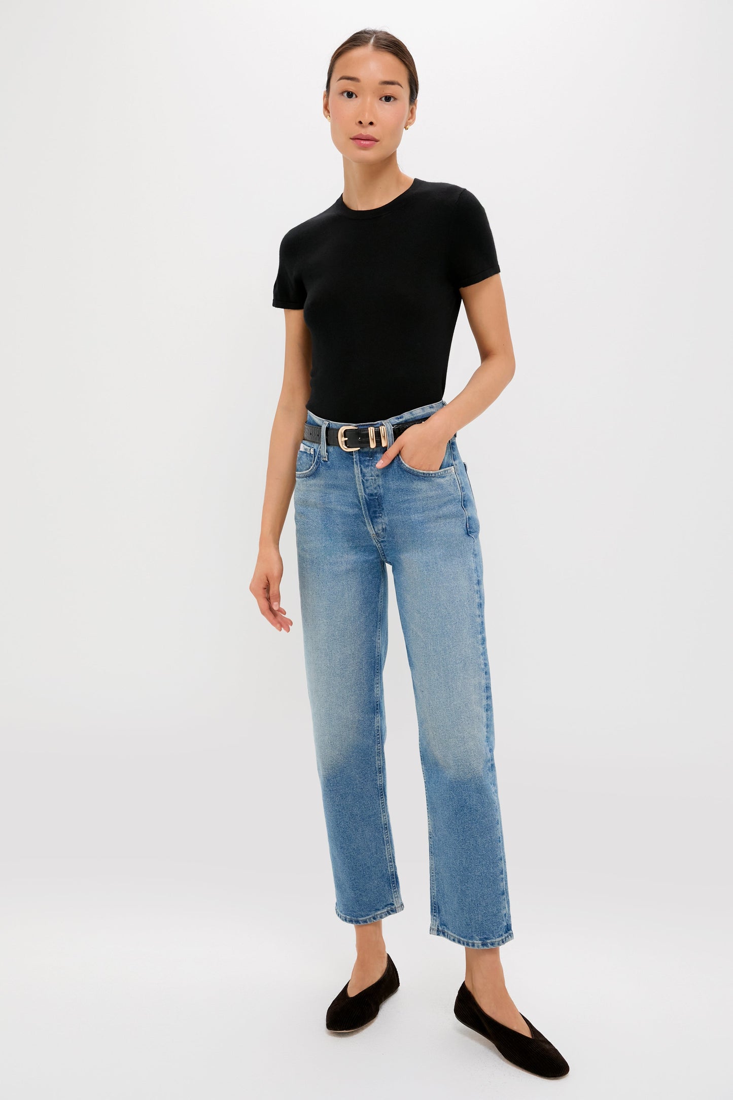 Black Cashmere Silk Katie Tee