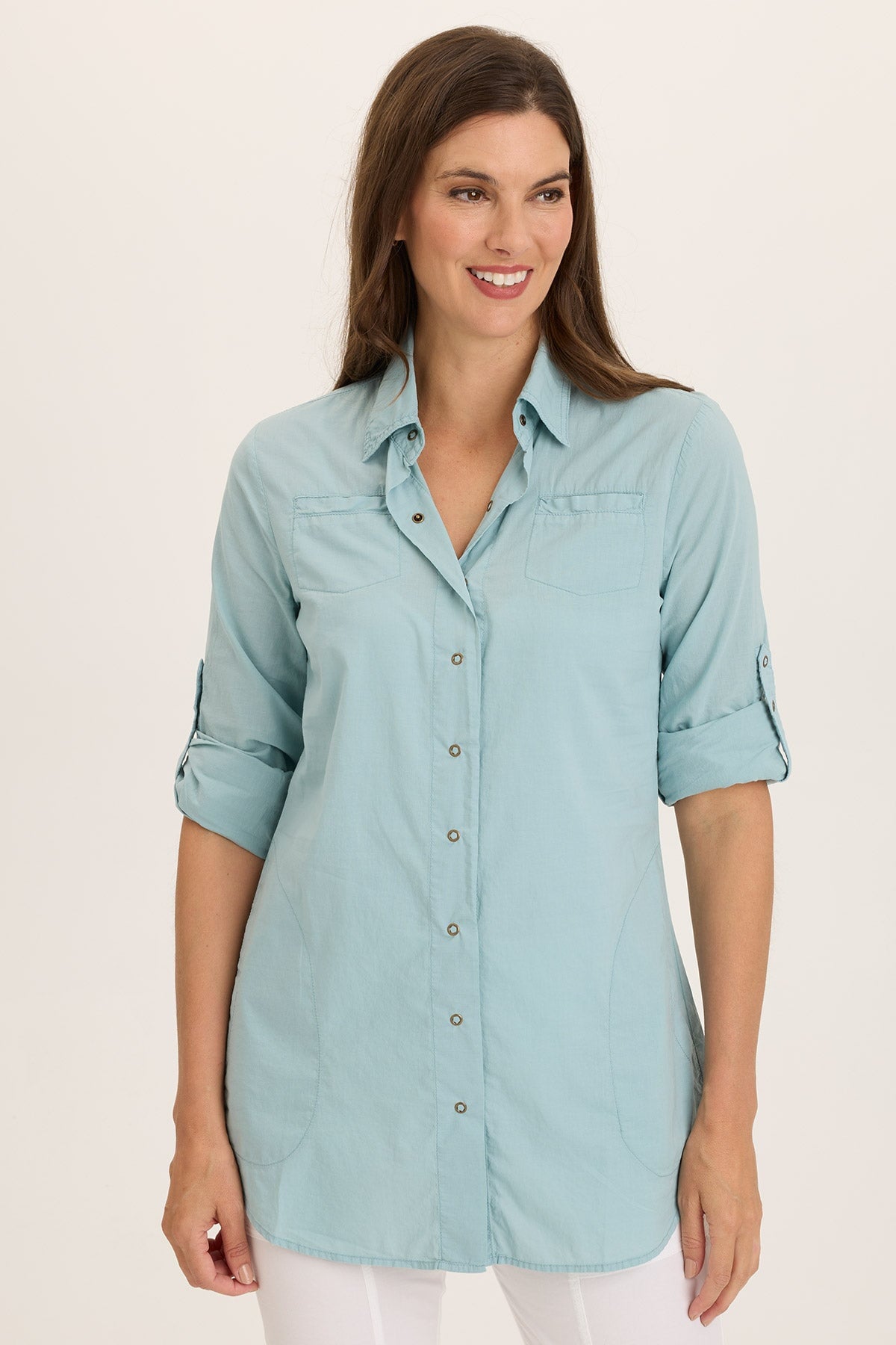 Reporter Soft Voile Button-Down Blouse