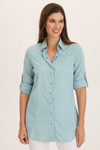 Reporter Soft Voile Button-Down Blouse
