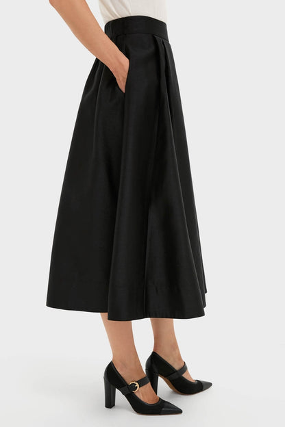 Black Dupioni Kendall Skirt