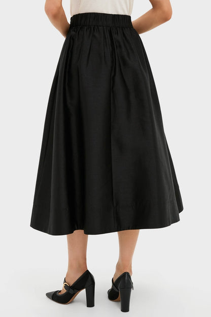 Black Dupioni Kendall Skirt