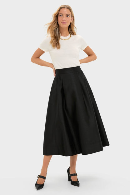 Black Dupioni Kendall Skirt