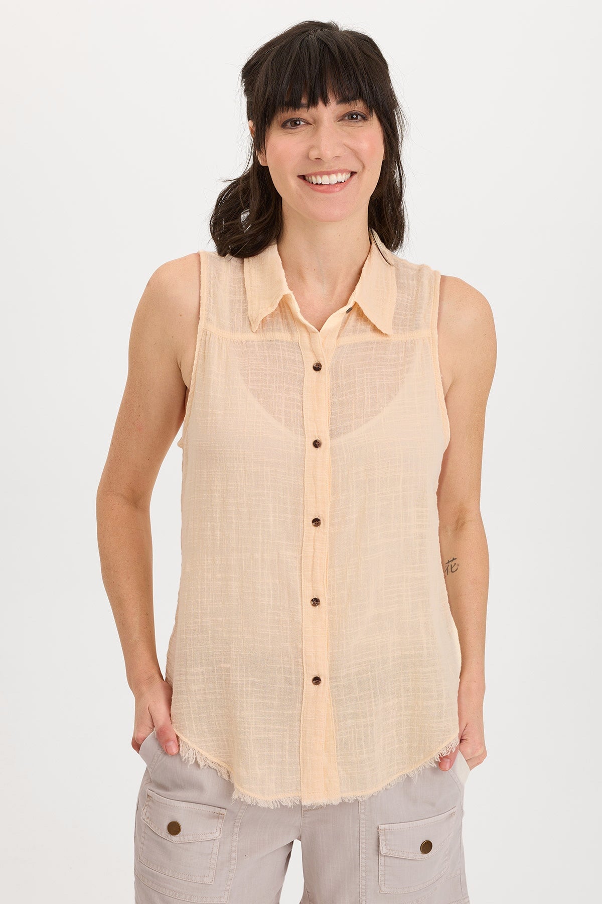 Otto Gauze Button-Up Top