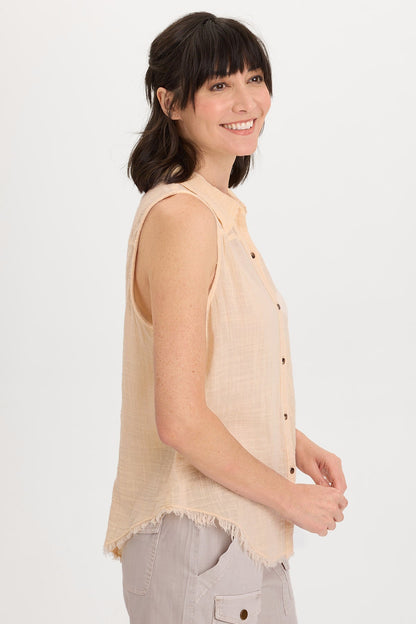Otto Gauze Button-Up Top
