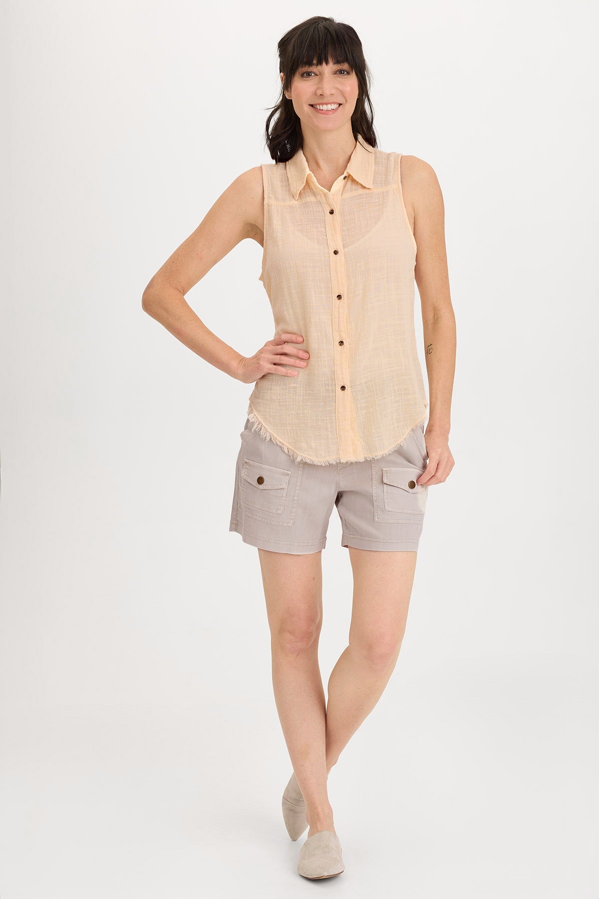 Otto Gauze Button-Up Top