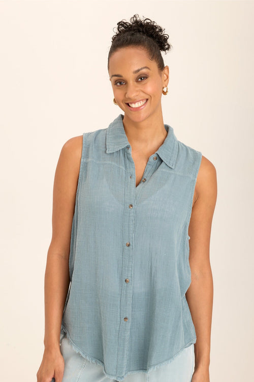 Otto Gauze Button-Up Top