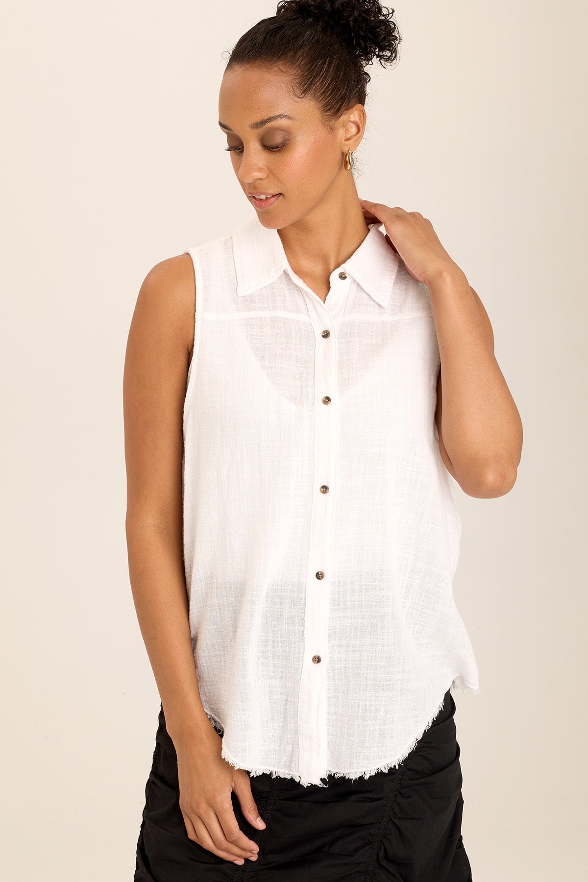 Otto Gauze Button-Up Top