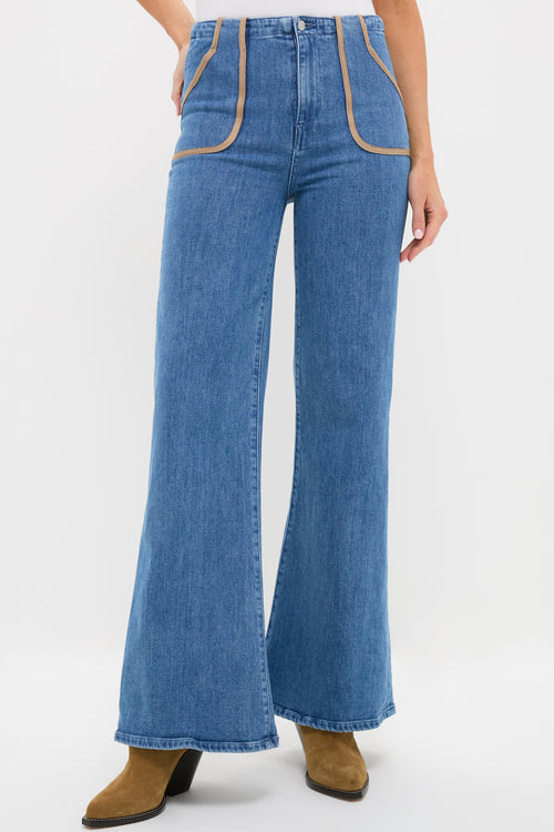 Blue Crystal High Rise Joni Extreme Flare
