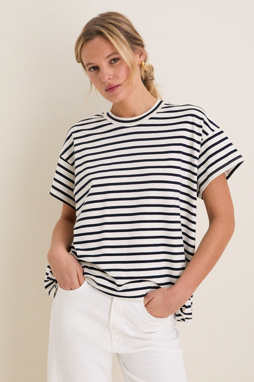 Blue Striped Presley Boyfriend Tee