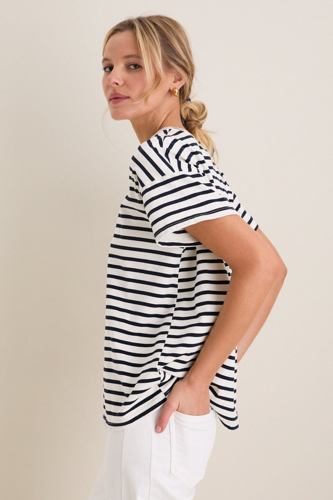 Blue Striped Presley Boyfriend Tee