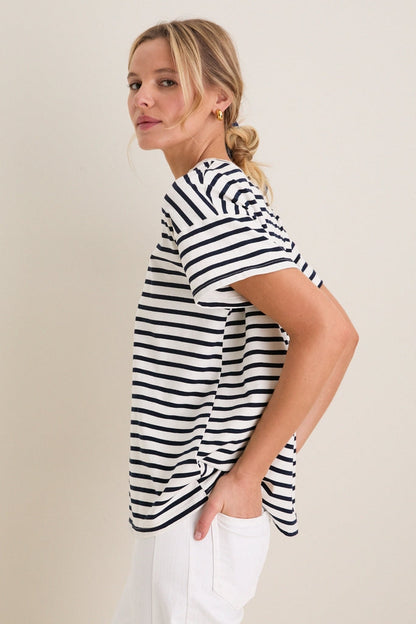 Blue Striped Presley Boyfriend Tee