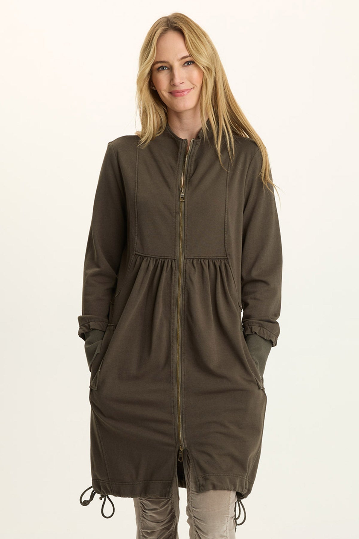Fleece Longline Cinchable Jacket-Dress