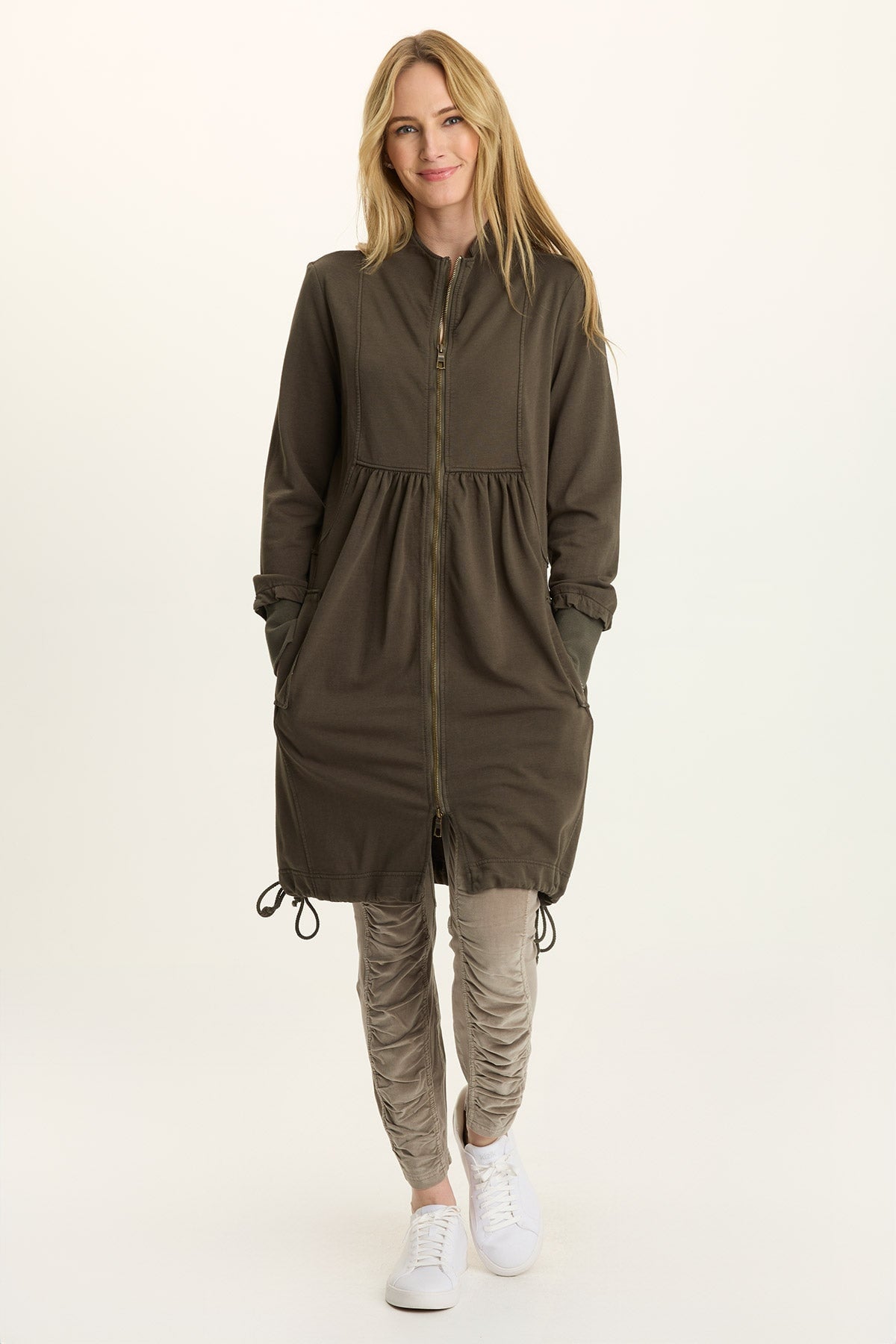 Fleece Longline Cinchable Jacket-Dress