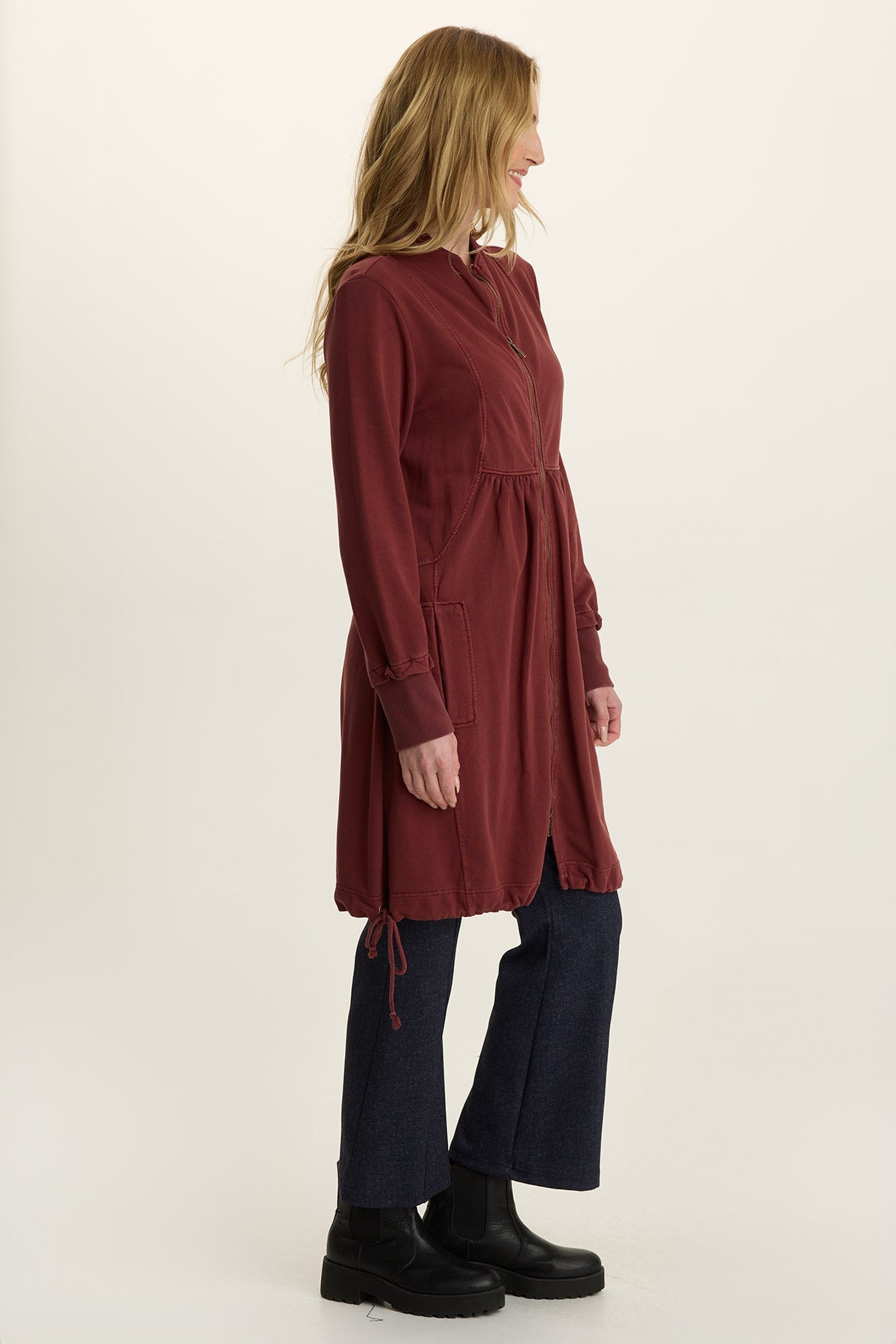 Fleece Longline Cinchable Jacket-Dress