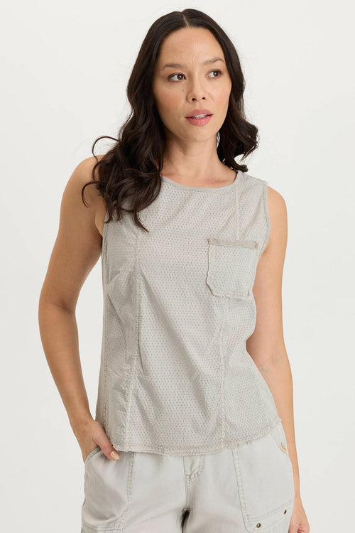 Landis Tank Top in Perforated Poplin