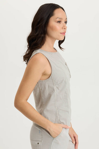 Landis Tank Top in Perforated Poplin