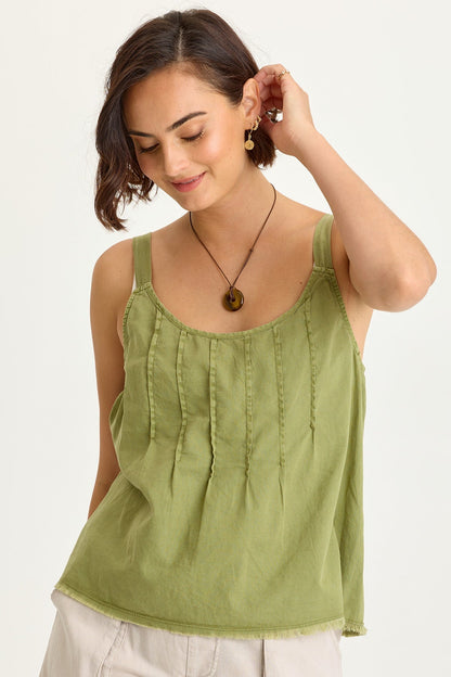Shawnie Linen Billowy Pintuck Tank