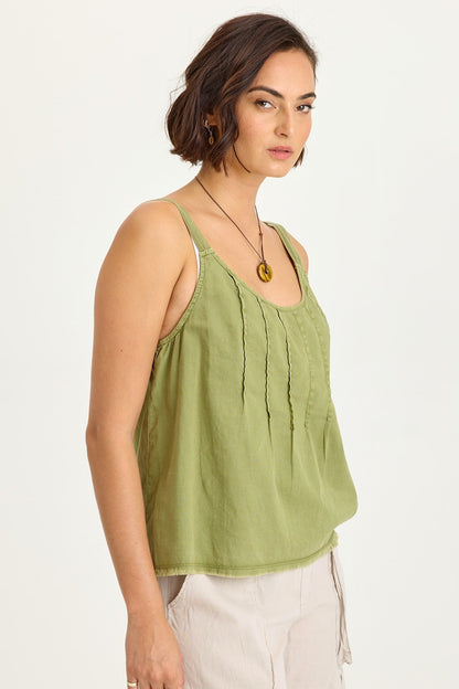 Shawnie Linen Billowy Pintuck Tank