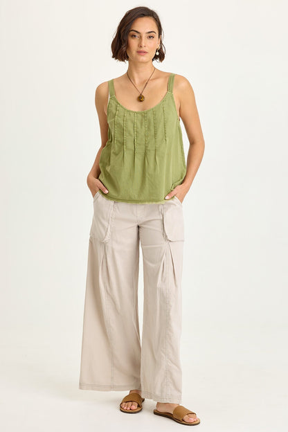 Shawnie Linen Billowy Pintuck Tank