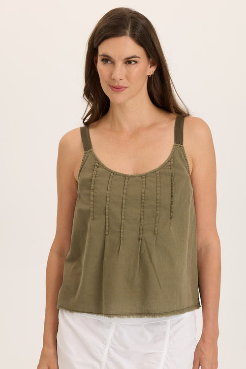 Shawnie Linen Billowy Pintuck Tank