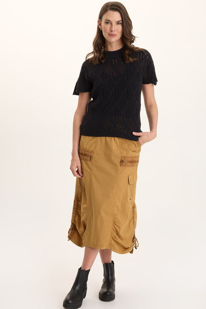 Copeland Cotton Knit Short-Sleeve Mock Neck Top