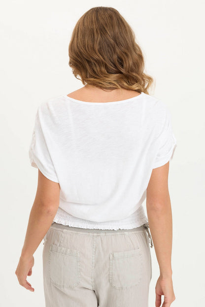 Oko Linen/Jersey Cinched Hem Top
