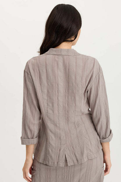 Hendrix Textured Gauze 3/4-Sleeve Button-Up Jacket
