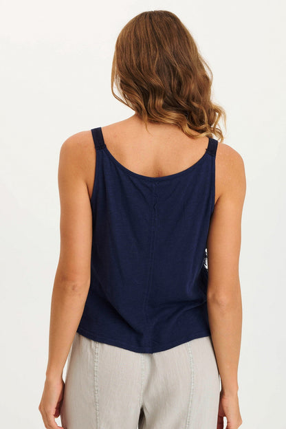 Haddon Stripe Voile/Jersey A-Line Tank