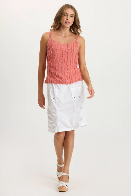 Tozie Poplin Ruched Panel Drawstring Mini Skirt