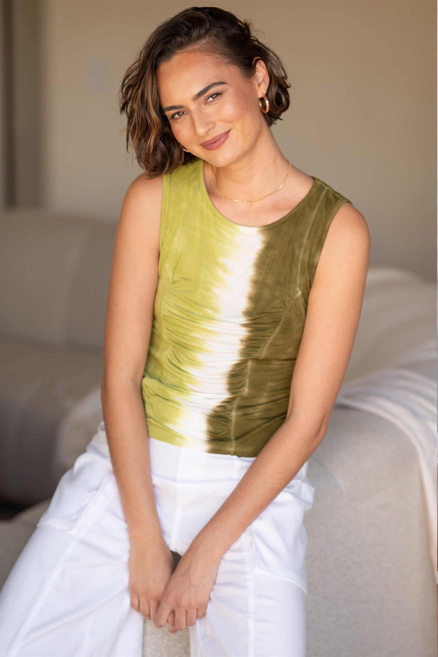 Bano Jersey Ruched Panel Tank