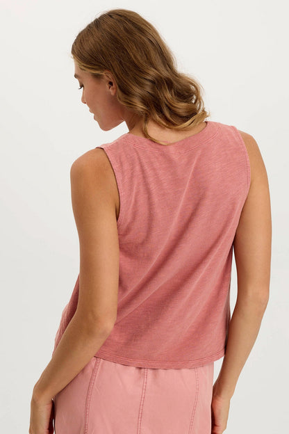 Massimo Twill/Jersey Wide-Neck Tank