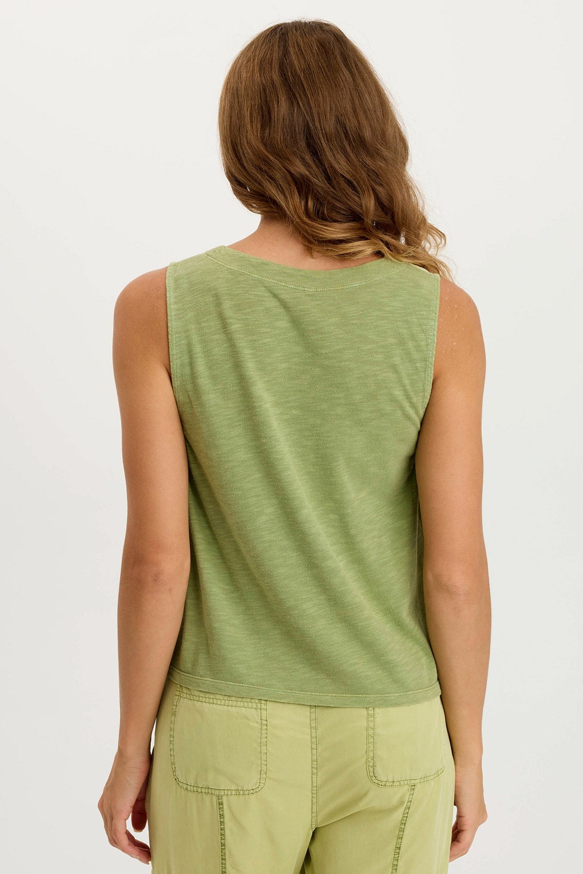 Massimo Twill/Jersey Wide-Neck Tank