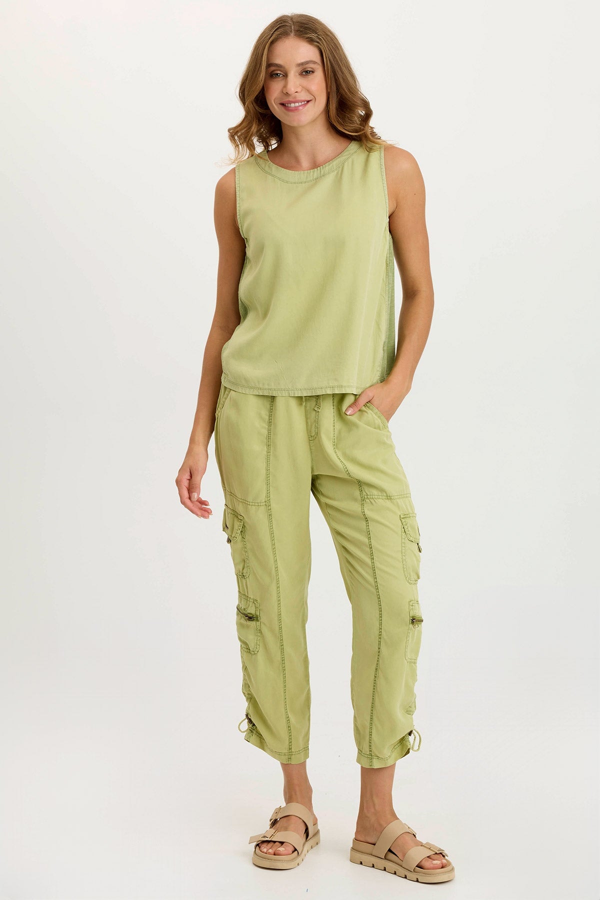 Massimo Twill/Jersey Wide-Neck Tank