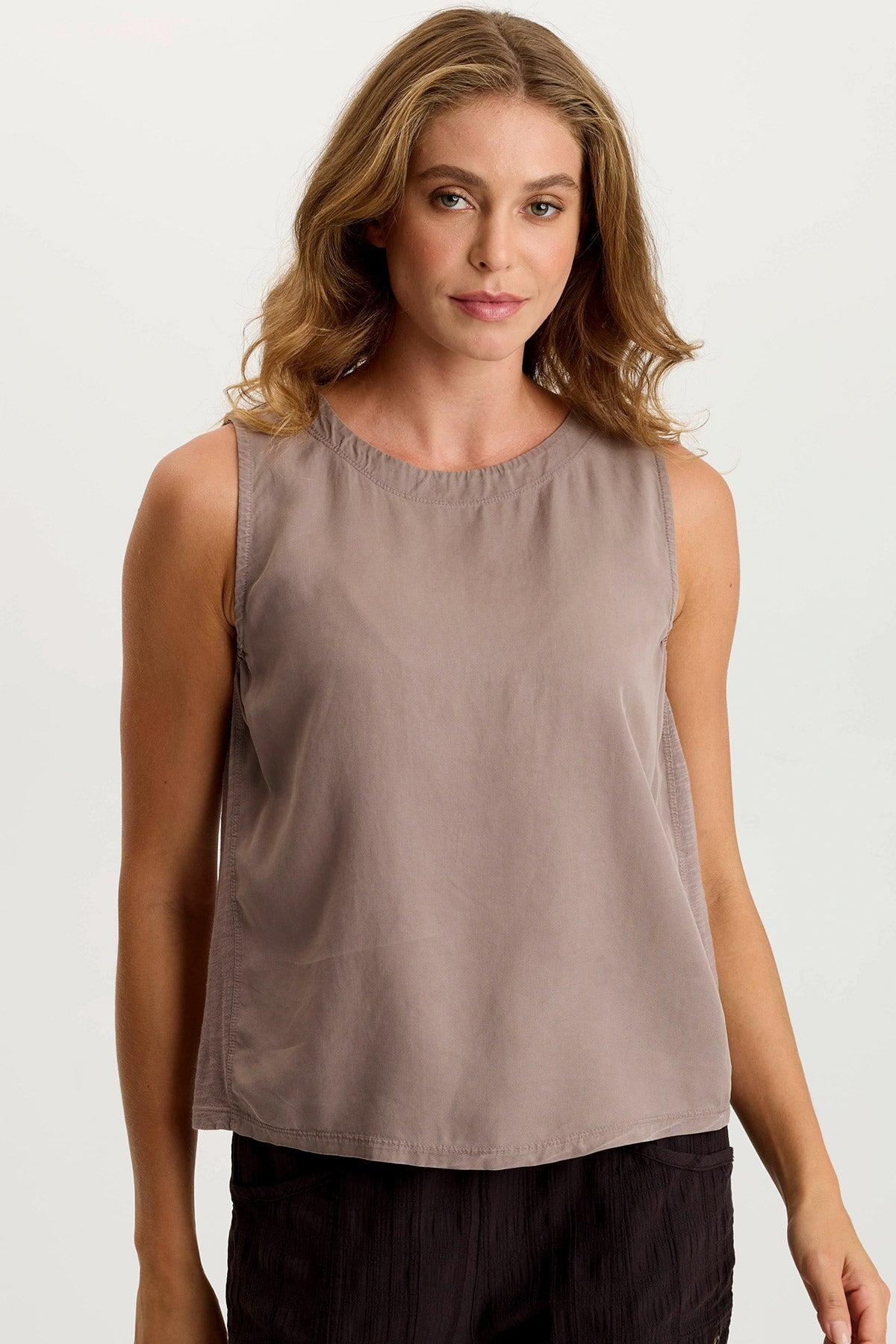 Massimo Twill/Jersey Wide-Neck Tank