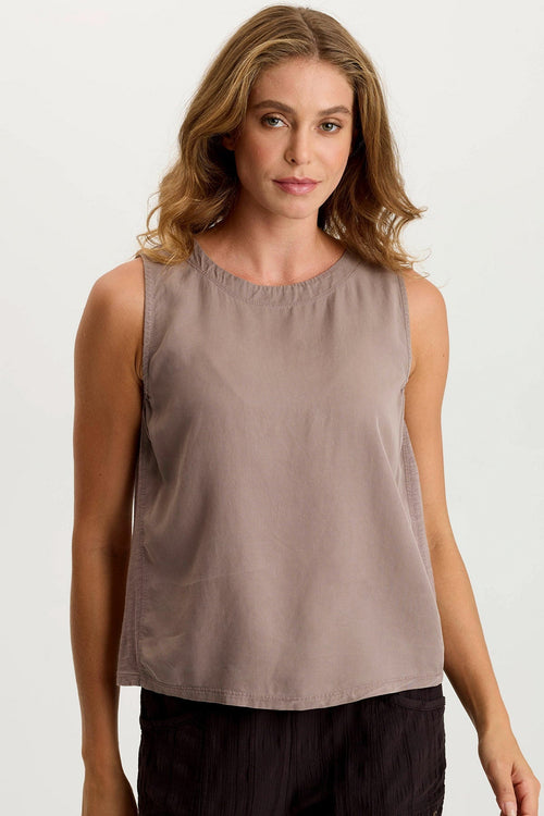 Massimo Twill/Jersey Wide-Neck Tank