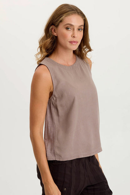 Massimo Twill/Jersey Wide-Neck Tank