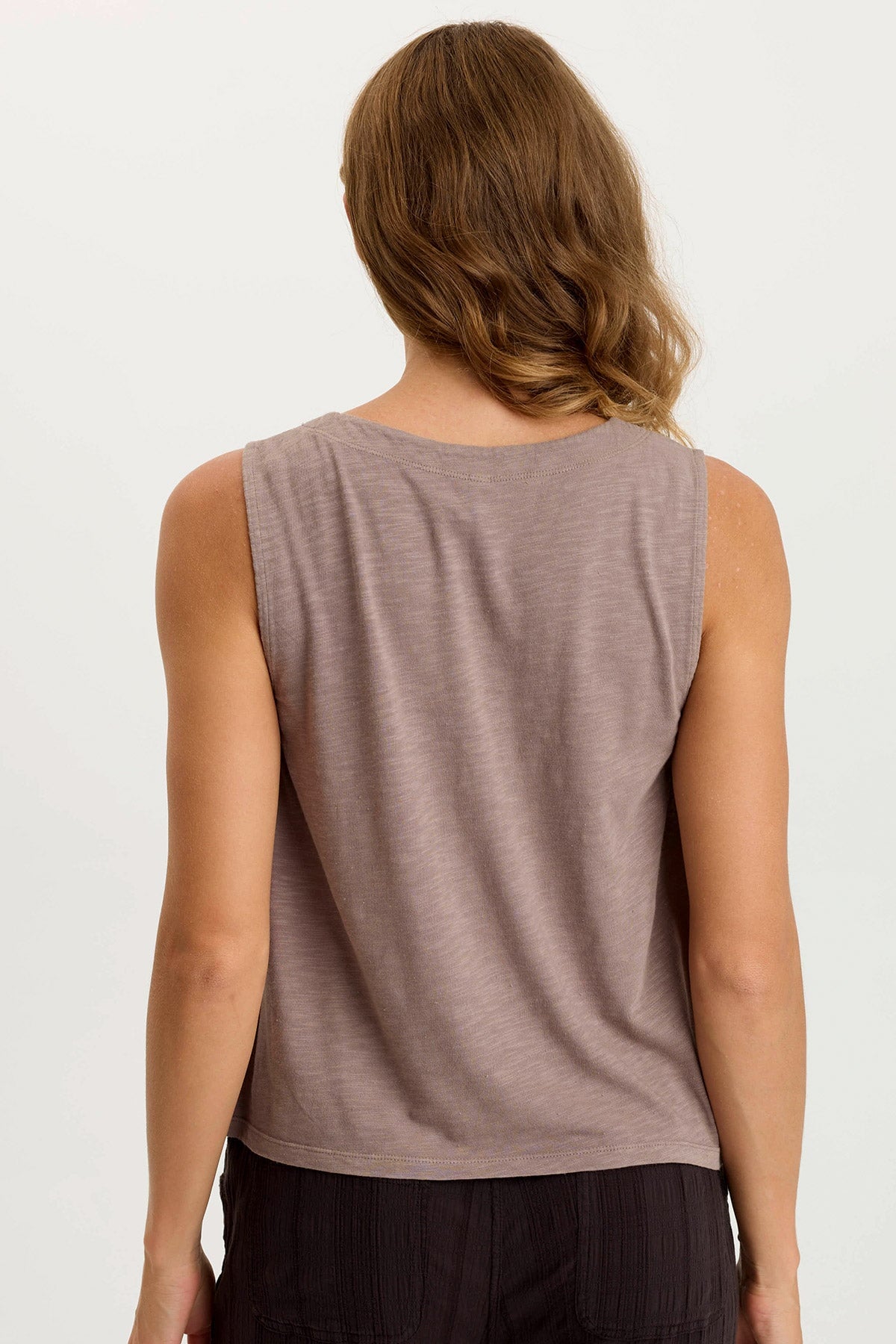 Massimo Twill/Jersey Wide-Neck Tank