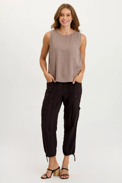 Massimo Twill/Jersey Wide-Neck Tank