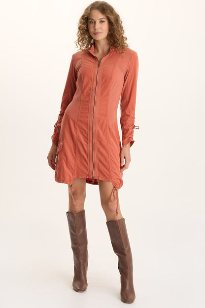 Anu Corduroy/Jersey Cinched Jacket-Dress