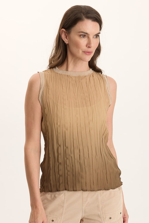 Idonia Crinkle Pleat Semi-Sheer Tank